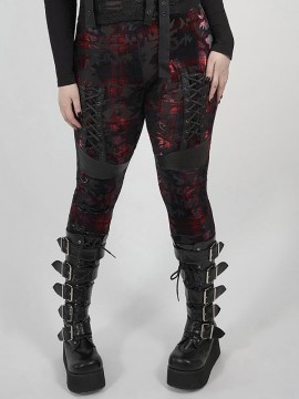 Plus-Size Dark Velvet Leggings - Red