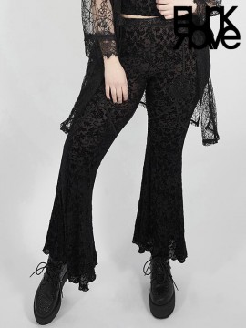 Plus Size Gothic Flared Pant - Black & Rose Gold