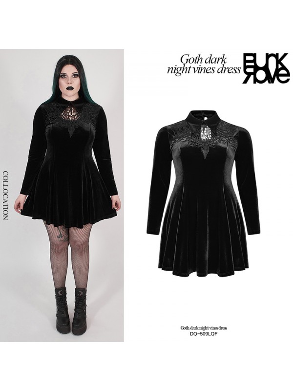 Punk Rave Australia DQ-596RD Womens Plus-Size Gothic Red Velvet Sling Dress
