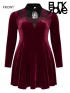 Plus-Size Goth 'Dark Night' Series Red Velvet Vines Dress