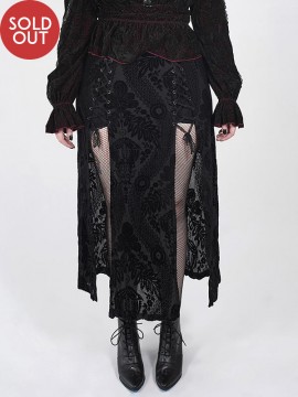 Plus-Size Gothic Swallow Tail Velvet Skirt 