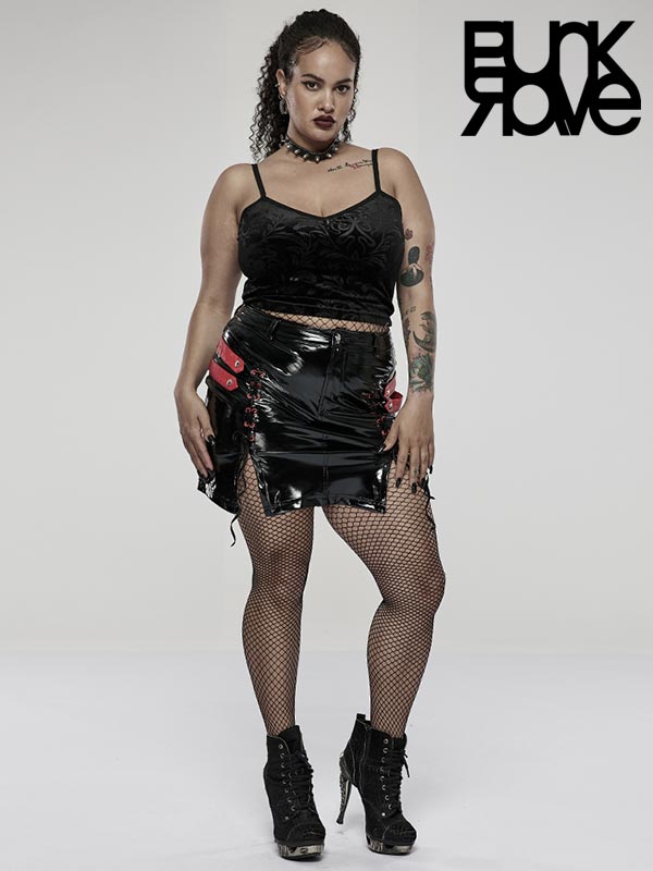 Punk Rave Australia DT-732 Womens Plus-Size Goth Octopus Print Dark Velvet  Top