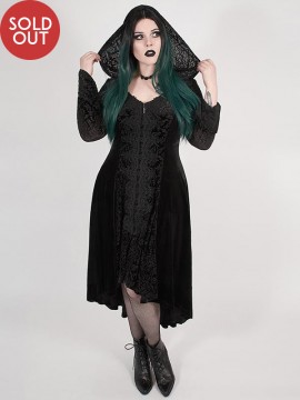 Plus-Size Gothic Chinoiserie Dark Velvet Long Coat