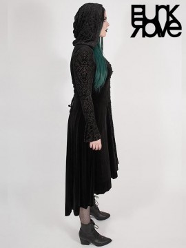 Plus-Size Gothic Chinoiserie Dark Velvet Long Coat