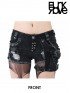 Punk Distressed Black Denim Shorts with Side Pocket