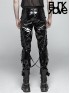 Mens Punk Military Style Embossed Dragon Rivet PVC Jeans
