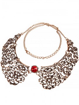 Lolita Gothic Ruby Pendant Gold Necklace