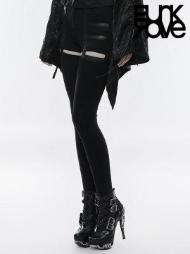 Punk Hollow-out Suspender Style Stretch Pants