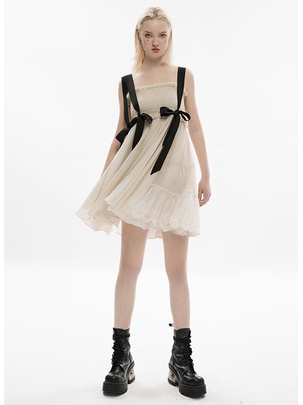 Gothic Lolita Pretty Bows Dress - Cream White