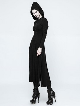 Gothic Spiderweb Witch Dress with Hood