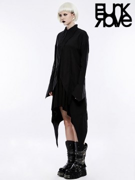 Gothic Bat Wings Shirt Dress - Black