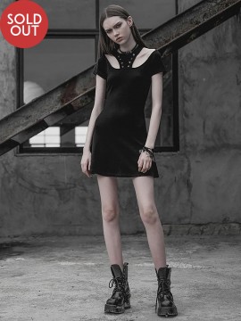 Daily Life - Punk Drawstring Collar Harness Dress