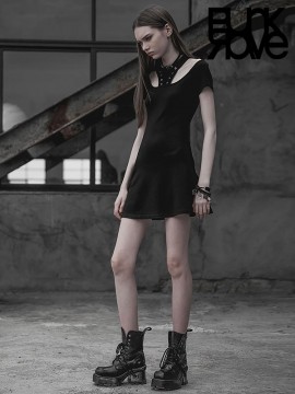 Daily Life - Punk Drawstring Collar Harness Dress