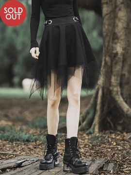 Daily Life Dark Mesh Skirt - Black