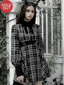 Daily Life Black & White Plaid Court Dress