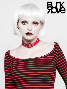 Punk Round Buckle Red Collar Choker