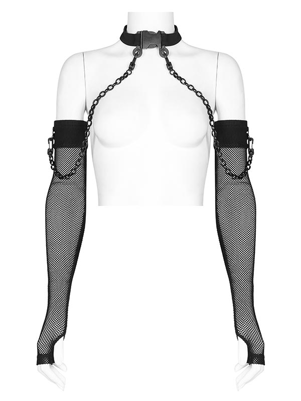 Daily Life 3-Piece Punk Choker with Detachable Long Mesh Gloves