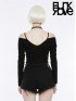 Punk Tie-The-Rope Strapless Long Sleeve Top - Black