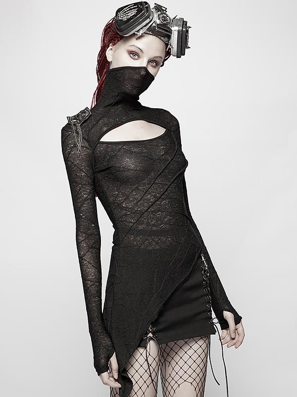 Punk Long Sleeve Top with Face Mask 