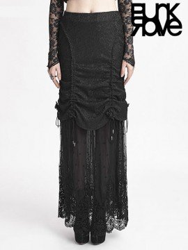 Victorian Gothic Cashmere Lace Long Skirt