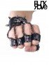Punk Skull Rivet Leather Bracelet with Finger Rings