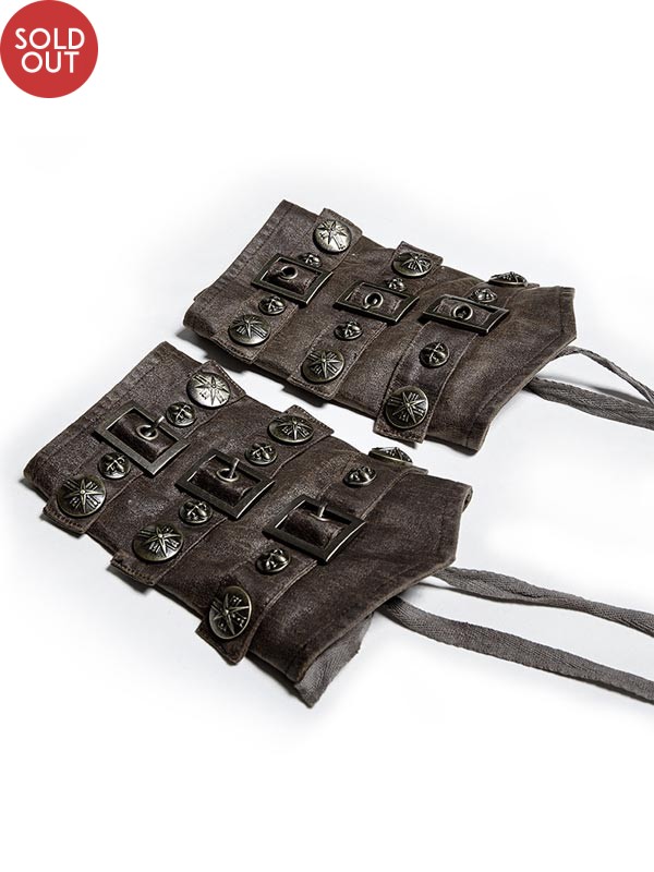 Mens Steampunk Adjustable Armor Cuffs 