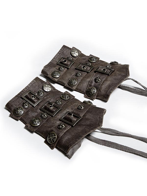Mens Steampunk Adjustable Armor Cuffs 