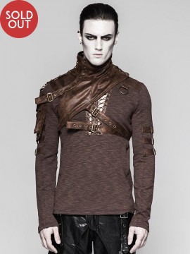 Mens Steampunk Warrior Warlord Shoulder Harness with Pocket - Coffee