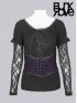 Gothic Lace Top - Black & Violet Rose
