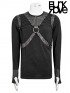 Mens Punk Leather Lacing Harness T-Shirt