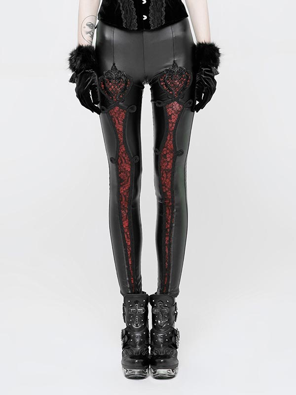 Gothic Love Leggings - Black & Red
