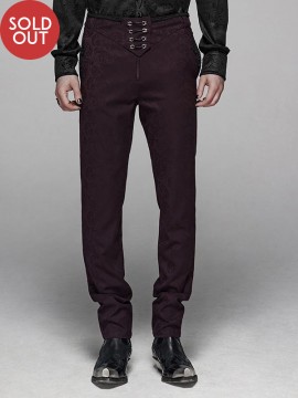 Mens Gothic Wine Floral Metal Swallow Pants