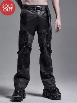 Mens Punk Pinstripe Harness Pants