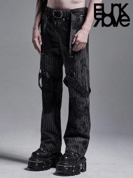 Mens Punk Pinstripe Harness Pants