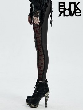 Gothic Black & Blood Red Leggings