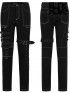 Mens Punk Multi-Belt Buckle Pants - Black & White