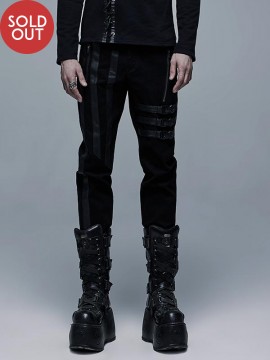 Mens Punk Multi-Buckle Pants