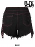 Gothic Distressed Denim Shorts - Black & Red