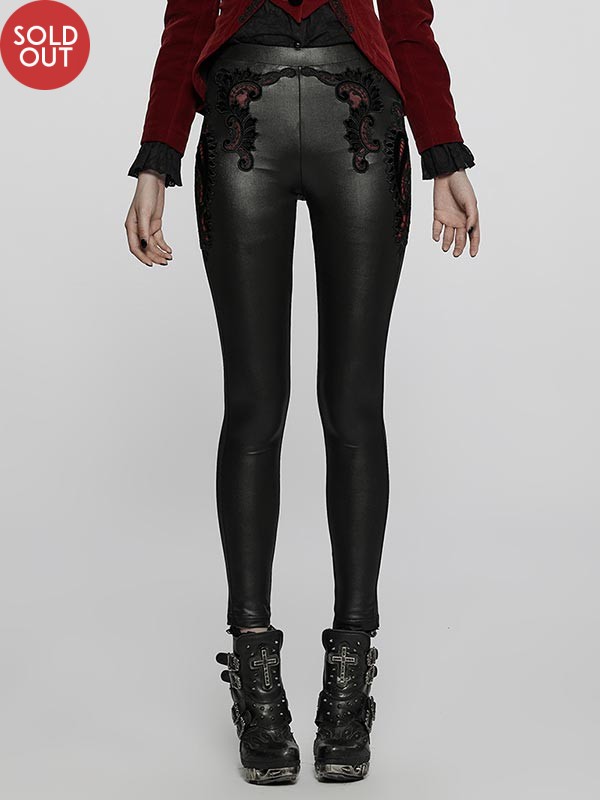 Gothic Velvet Applique Leggings