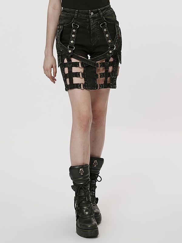 Punk Post-Apocalyptic Techwear Skirt Shorts