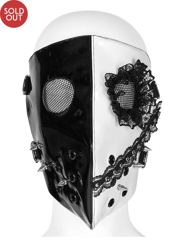 Dark Lolita Night Of Ghouls Face Mask - Black & White