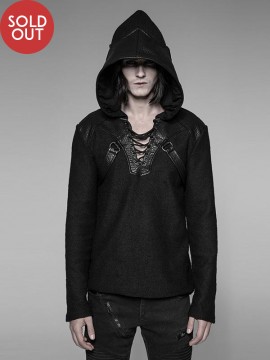 Mens Punk Dragon Wing Pullover Hoodie