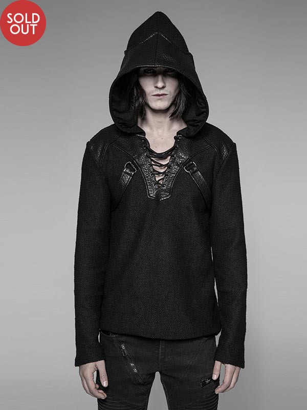 Mens Punk Dragon Wing Pullover Hoodie