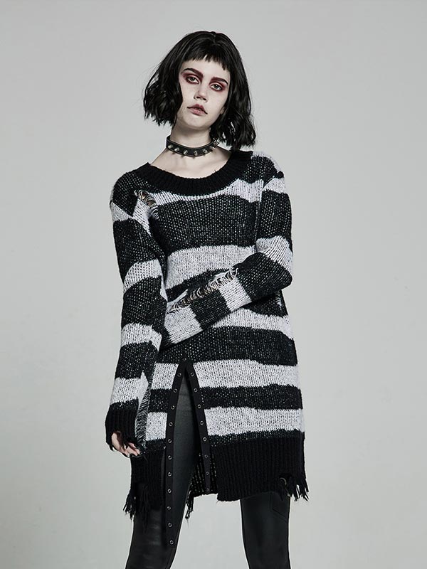 Gothic Black & White Pullover Sweater