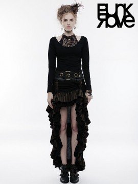 Steampunk High/Low Layered Skirt - Black & Coffee