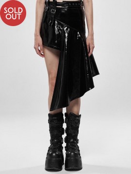Punk Rock Irregular Leather Skirt