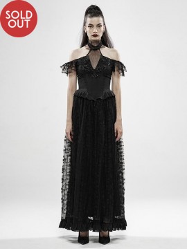 Gothic Off The Shoulder Gorgeous Lace Dress - Black