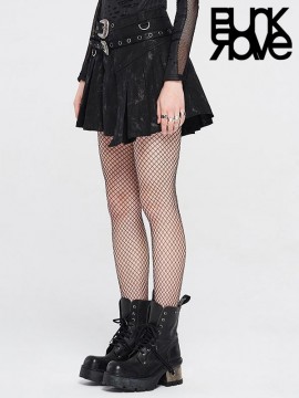 Punk Boxed Pleat Skirt - Black