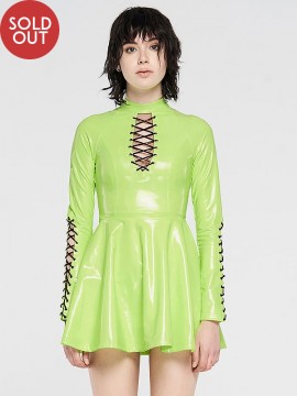 Punk Glitzy Short Dress - Neon Green