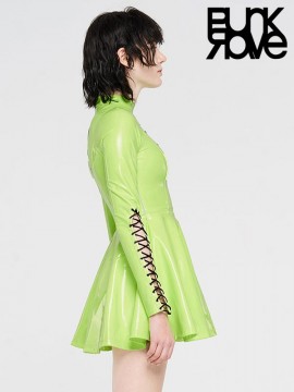 Punk Glitzy Short Dress - Neon Green